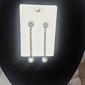 White House Black Market Silver and Pearl Earrings